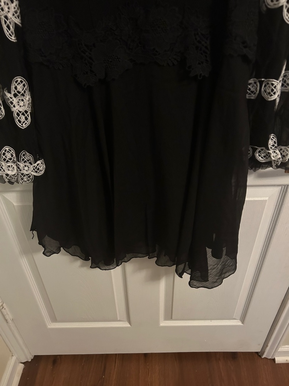Pretty Angel Black Midi Dress with White Lace Accents - Picture 2 of 3